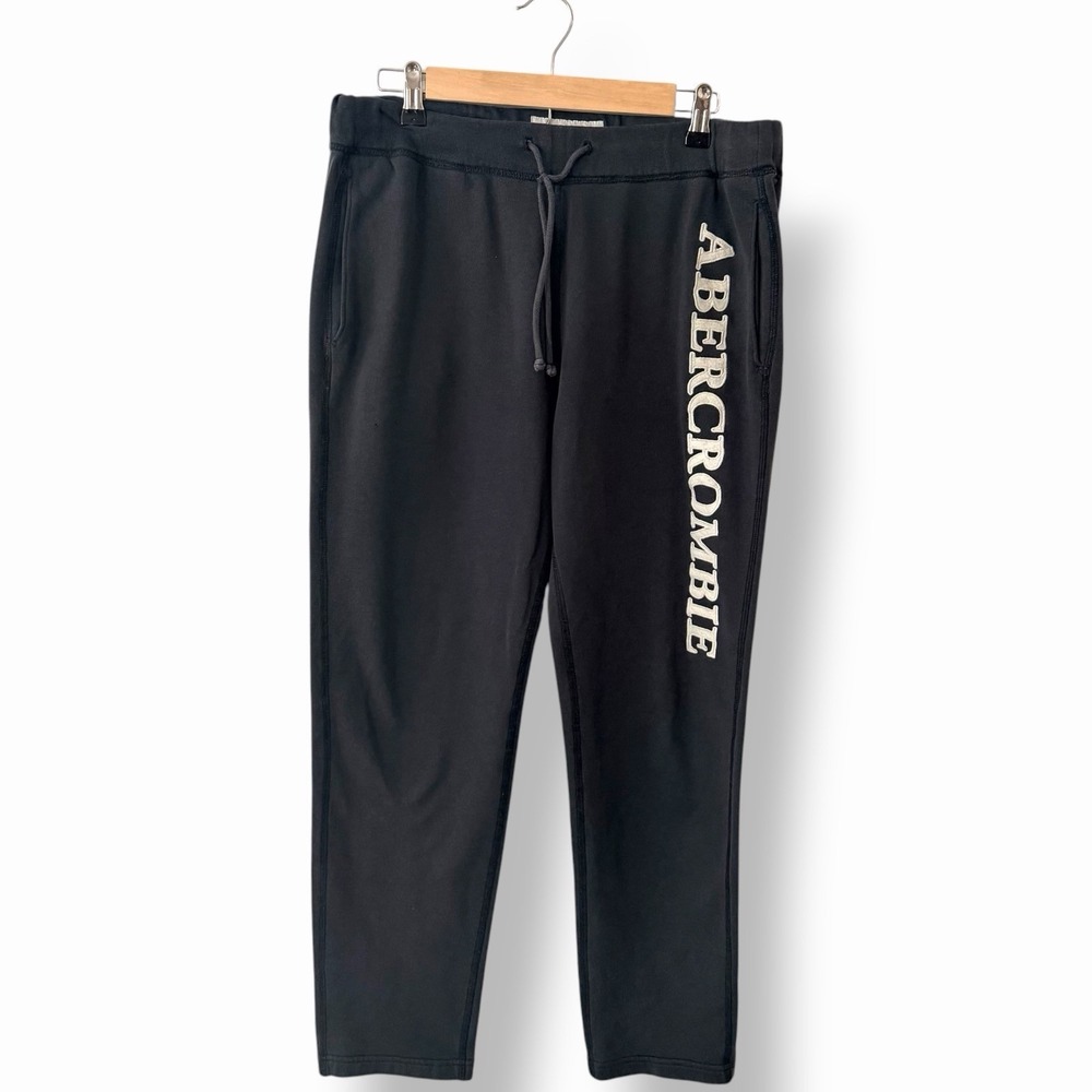 Abercrombie & Fitch Men's Sweatpants Gray Fleece Logo Size M